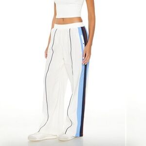 White and Blue Striped Women's Pants